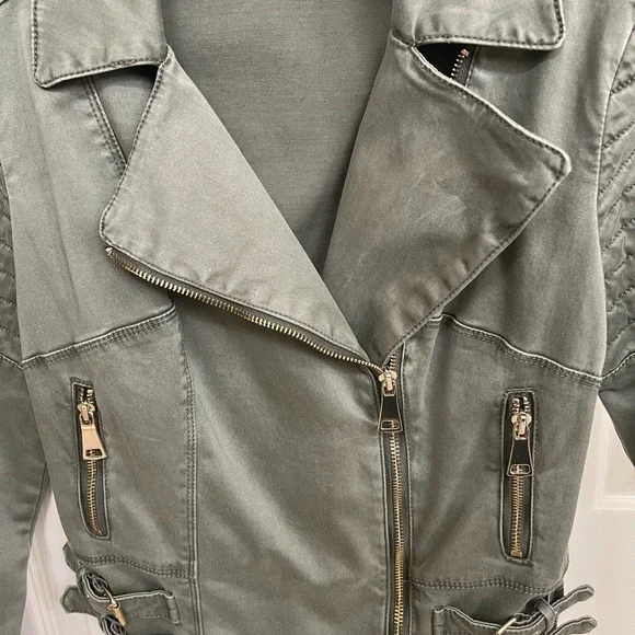 Bebe Green Bomber Jacket  Size S - Picture 3 of 6